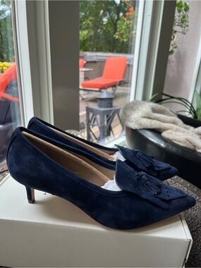 💙LAUREN RALPH LAUREN ADRIENNE KILTIE SUEDE PUMPS IN NAVY 8